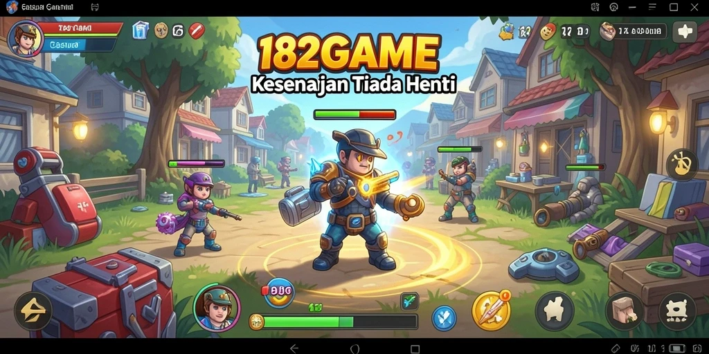 Tampilan gameplay seru dalam 182GAME dengan karakter yang menarik.