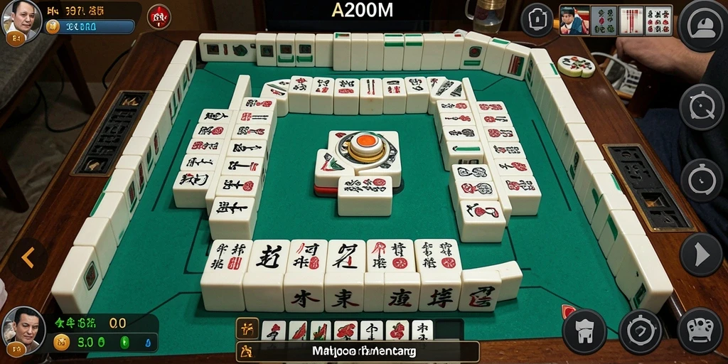 Tampilan gameplay A200M yang menarik dengan ubin Mahjong berwarna-warni.