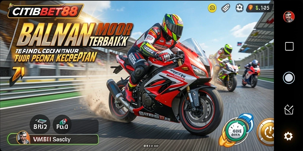 Gameplay balapan motor yang seru dan mendebarkan.