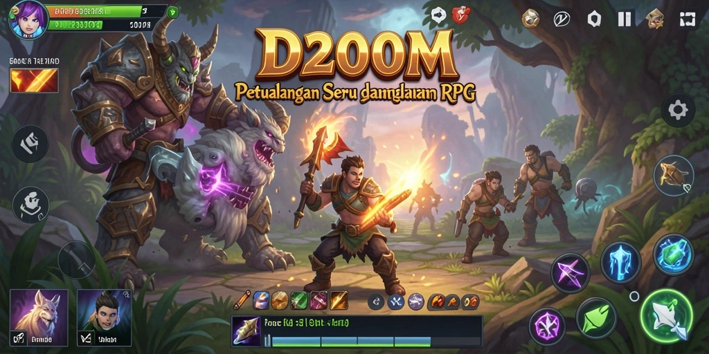 Tampilan gameplay RPG menarik dan mendebarkan di D200M.