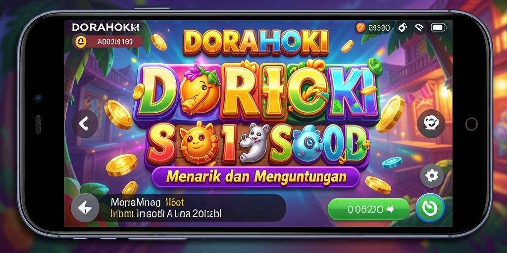 Tangkapan layar gameplay DORAHOKI menampilkan simbol slot yang cerah dan menarik.