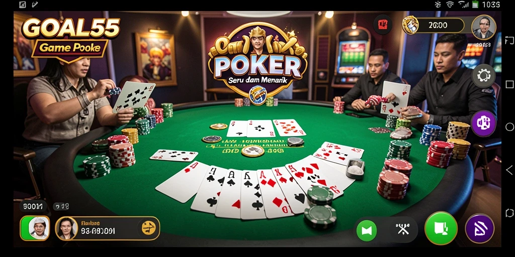 Screenshot gameplay seru Poker di GOAL55.