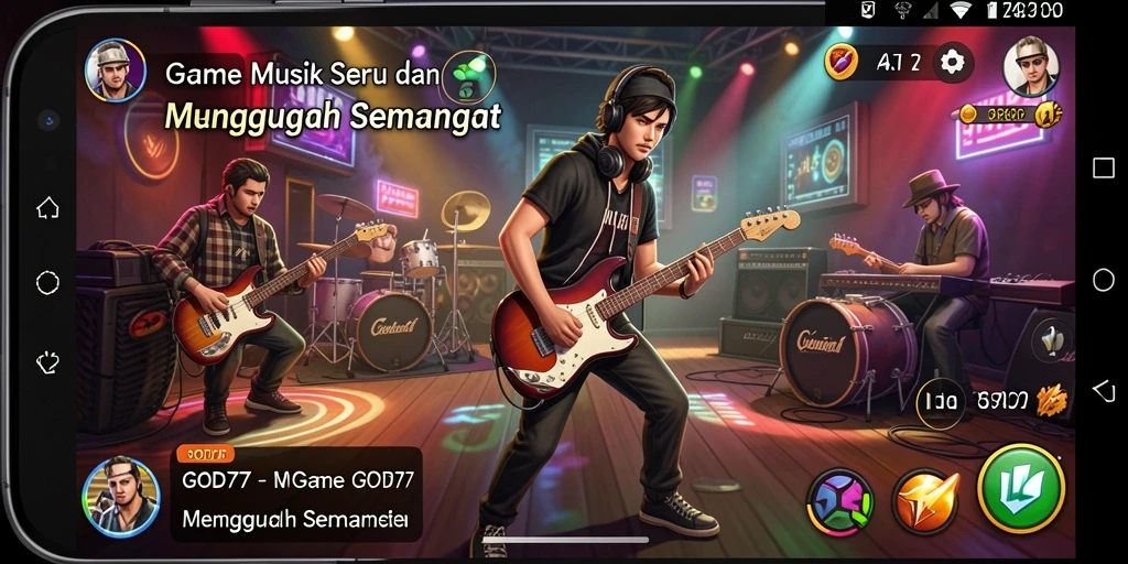 Screenshot gameplay <strong>GOD77</strong> menampilkan pemain menikmati tantangan musik yang seru.