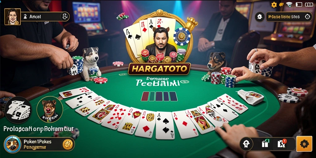 Tampilan gameplay menarik dari permainan poker di HARGATOTO.