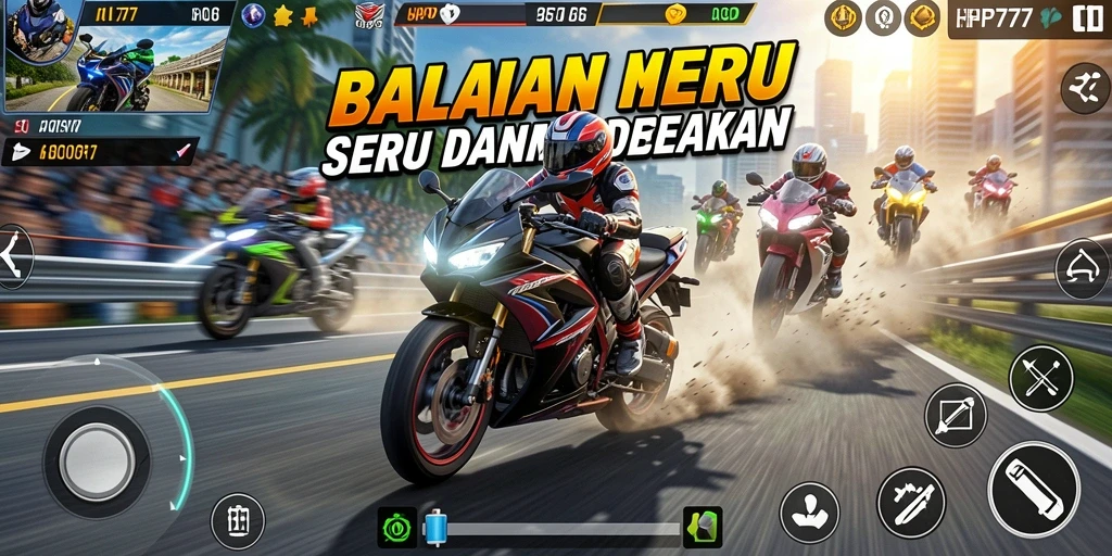 Gameplay seru balapan motor dalam HP777 yang menegangkan.
