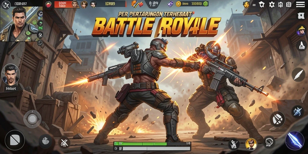 Tampilan menarik dari gameplay IDR89 dalam pertarungan Battle Royale.