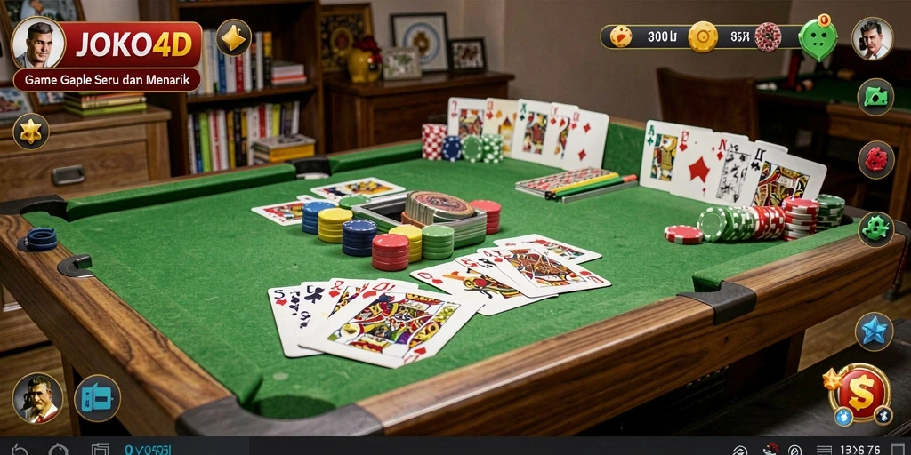 Screenshot utama JOKO4D menampilkan gameplay gaple yang seru.