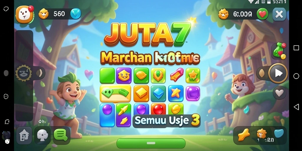 Tampilan gameplay seru JUTA7 dalam aksi Match-3.