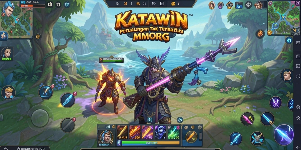 Tampilan gameplay seru KATAWIN yang menampilkan pertarungan epik.