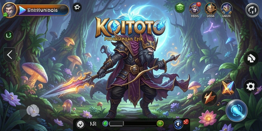 Gameplay KOITOTO dengan karakter yang beraksi di dunia fantasi.
