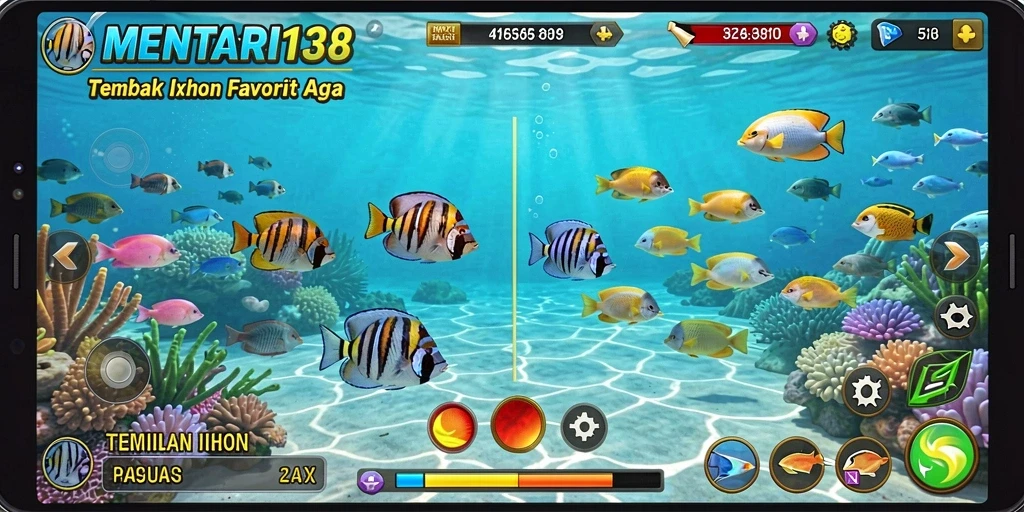 Screenshot gameplay MENTARI138 yang menunjukkan aksi Tembak Ikan seru.
