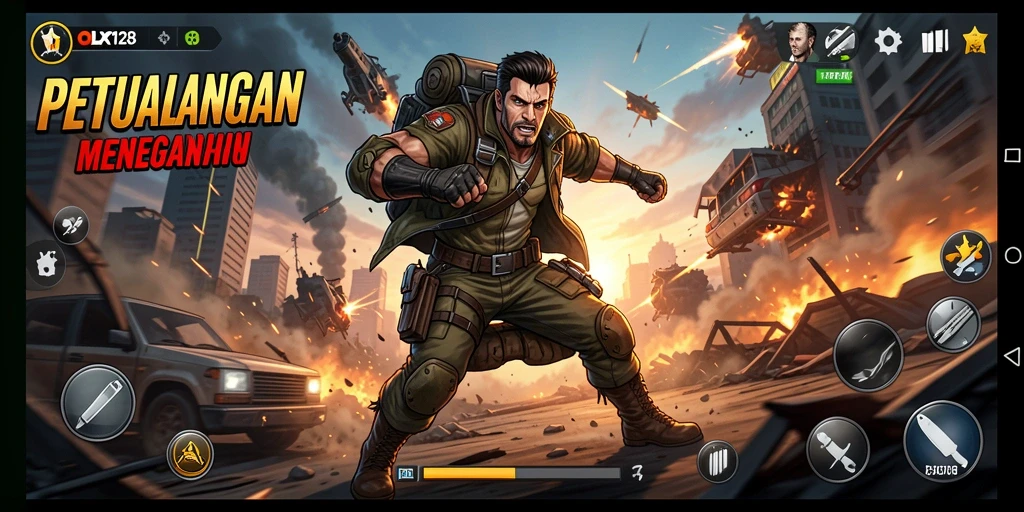 Screenshot gameplay OLX128 yang menunjukkan aksi menegangkan.