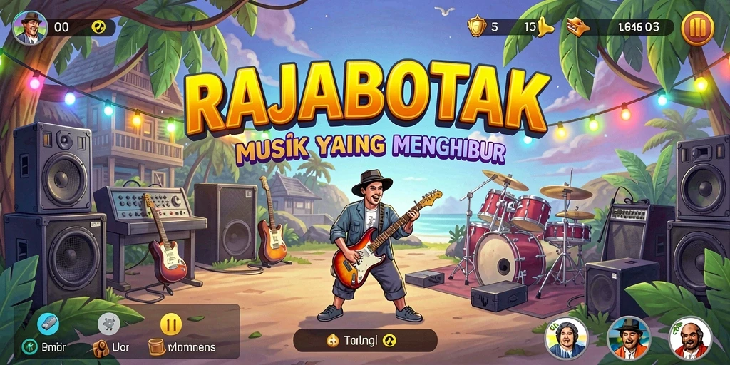Screenshot gameplay RAJABOTAK menampilkan pengalaman menyanyi yang seru.