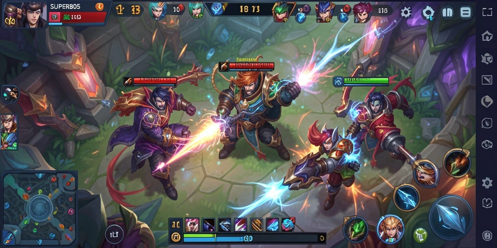 Gameplay seru dalam SUPER805 dengan strategi dan pertarungan.