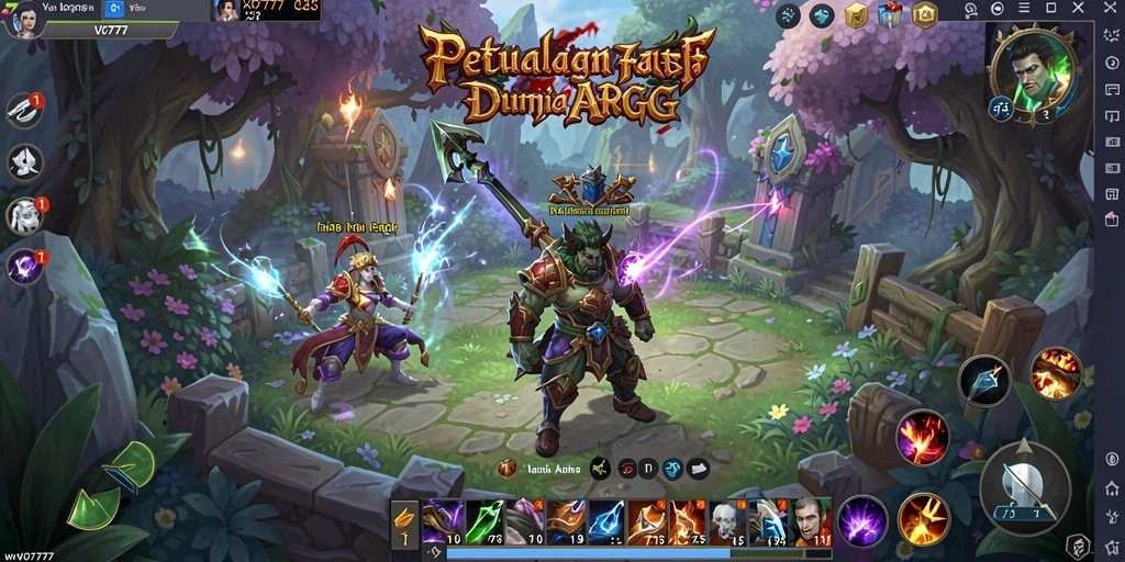 Menunjukkan aksi pertarungan kuat dalam gameplay ARPG VO777.