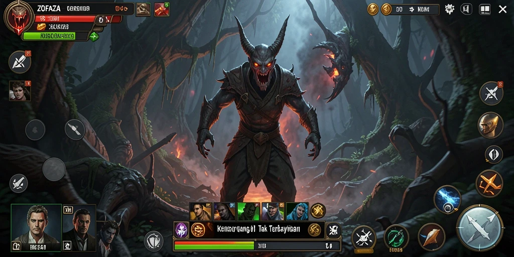 Menggambarkan suasana mencekam dan gameplay ZOFAZA yang mengerikan.
